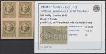 SBZ_1945_PLATTENFEHLER_Nr_99BXp1_III_postfrisch_Bild1