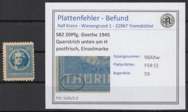 SBZ_1945_PLATTENFEHLER_Nr_98AXw_I_postfrisch_Bild1