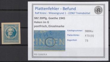 SBZ_1945_PLATTENFEHLER_Nr_98BXu_III_postfrisch_Bild1