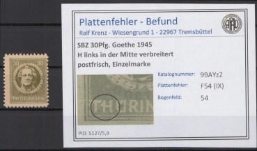 SBZ_1945_PLATTENFEHLER_Nr_99AYz2_IX_postfrisch_Bild1