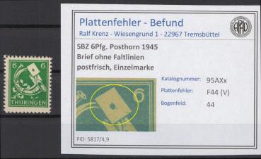 SBZ_1945_PLATTENFEHLER_Nr_95AXx_V_postfrisch_Bild1