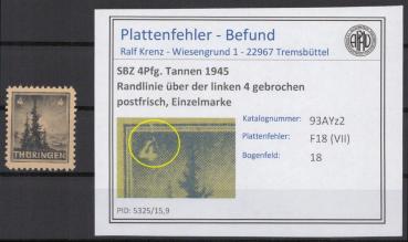 SBZ_1945_PLATTENFEHLER_Nr_93AXp2_VII_postfrisch_Bild1