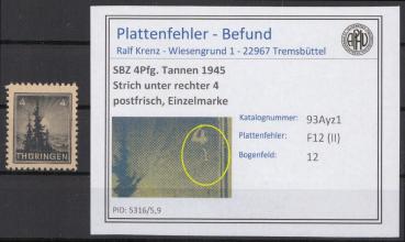 SBZ_1945_PLATTENFEHLER_Nr_93AYz1_II_postfrisch_Bild1