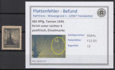 SBZ_1945_PLATTENFEHLER_Nr_93AYy_II_postfrisch_Bild1