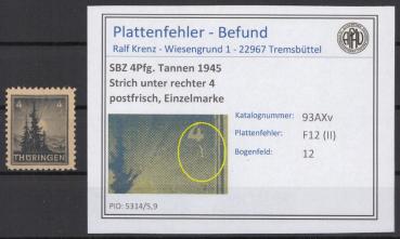 SBZ_1945_PLATTENFEHLER_Nr_93AXv_II_postfrisch_Bild1