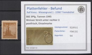 SBZ_1945_PLATTENFEHLER_Nr_92AYz1_V_postfrisch_Bild1