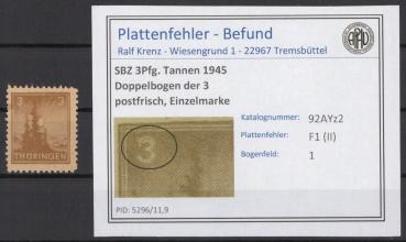 SBZ_1945_PLATTENFEHLER_Nr_92AYz2_II_postfrisch_Bild1