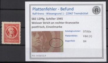 SBZ_1945_PLATTENFEHLER_Nr_97AXx_II_postfrisch_Bild1