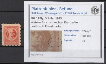 SBZ_1945_PLATTENFEHLER_Nr_97AXp1_II_postfrisch_Bild1