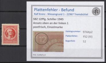 SBZ_1945_PLATTENFEHLER_Nr_97AXp2_XI_postfrisch_Bild1