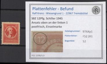 SBZ_1945_PLATTENFEHLER_Nr_97AXp1_XI_postfrisch_Bild1