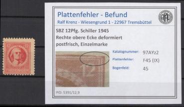 SBZ_1945_PLATTENFEHLER_Nr_97AYz2_IX_postfrisch_Bild1