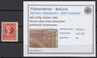 SBZ_1945_PLATTENFEHLER_Nr_97AXax_IX_postfrisch_Bild1