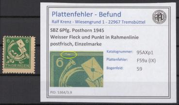 SBZ_1945_PLATTENFEHLER_Nr_95AXp1_IX_postfrisch_Bild1