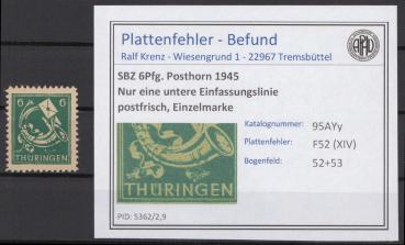 SBZ_1945_PLATTENFEHLER_Nr_95AYy_XIV_postfrisch_Bild1
