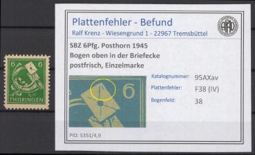 SBZ_1945_PLATTENFEHLER_Nr_95AXav_IV_postfrisch_Bild1