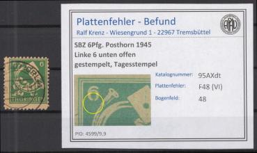 SBZ_1945_PLATTENFEHLER_Nr_95AXdt_VI_gestempelt_Bild1