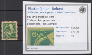 SBZ_1945_PLATTENFEHLER_Nr_95AXat_X_gestempelt_Bild1