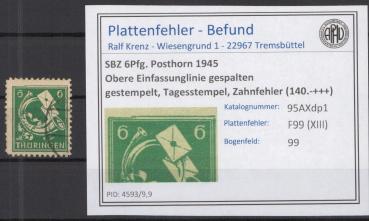 SBZ_1945_PLATTENFEHLER_Nr_95AXdp1_XIII_gestempelt_Bild1