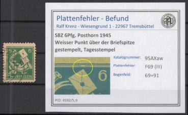 SBZ_1945_PLATTENFEHLER_Nr_95AXaw_III_gestempelt_Bild1