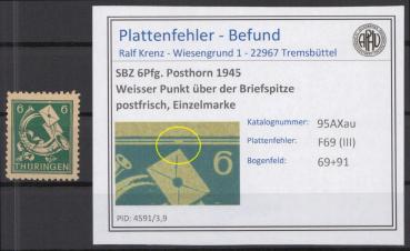 SBZ_1945_PLATTENFEHLER_Nr_95AXau_III_postfrisch_Bild1