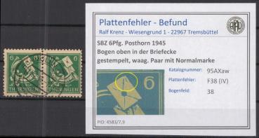 SBZ_1945_PLATTENFEHLER_Nr_95AXaw_IV_gestempelt_Bild1