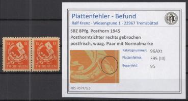 SBZ_1945_PLATTENFEHLER_Nr_96AXt_III_postfrisch_Bild1