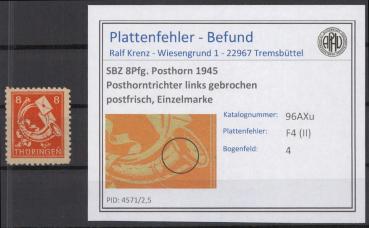 SBZ_1945_PLATTENFEHLER_Nr_96AXu_II_postfrisch_Bild1