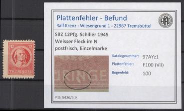 SBZ_1945_PLATTENFEHLER_Nr_97AYz1_VII_postfrisch_Bild1
