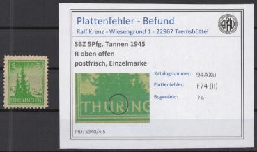 SBZ_1945_PLATTENFEHLER_Nr_94AXu_II_postfrisch_Bild1