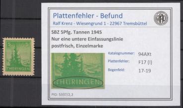 SBZ_1945_PLATTENFEHLER_Nr_94AXt_I_postfrisch_Bild1