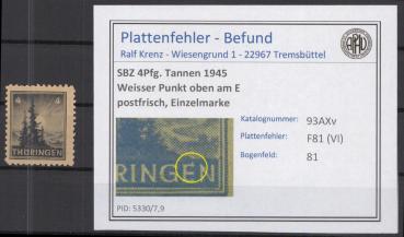 SBZ_1945_PLATTENFEHLER_Nr_93AXv_VI_postfrisch_Bild1