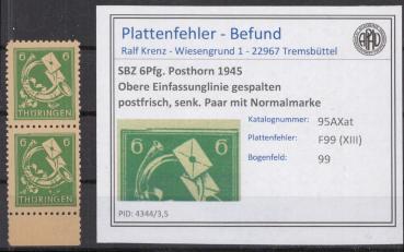 SBZ_1945_PLATTENFEHLER_Nr_95AXat_XIII_postfrisch_Bild1
