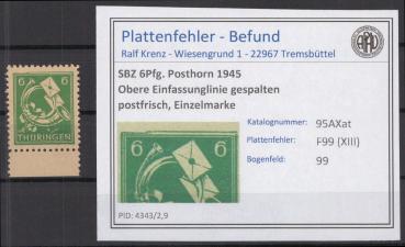 SBZ_1945_PLATTENFEHLER_Nr_95AXat_XIII_postfrisch_Bild1
