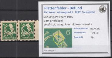 SBZ_1945_PLATTENFEHLER_Nr_95AYaz1_XI_postfrisch_Bild1