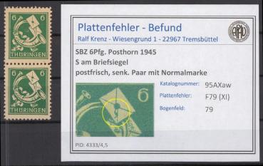 SBZ_1945_PLATTENFEHLER_Nr_95AXaw_XI_postfrisch_Bild1