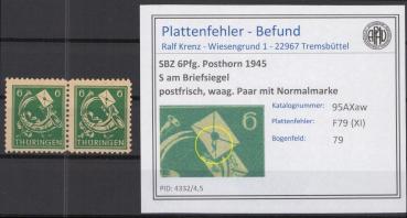 SBZ_1945_PLATTENFEHLER_Nr_95AXaw_XI_postfrisch_Bild1
