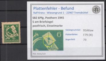 SBZ_1945_PLATTENFEHLER_Nr_95AXaw_XI_postfrisch_Bild1