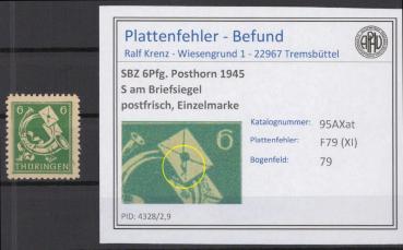 SBZ_1945_PLATTENFEHLER_Nr_95AXat_XI_postfrisch_Bild1
