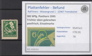 SBZ_1945_PLATTENFEHLER_Nr_95AYaz1_X_postfrisch_Bild1
