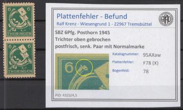 SBZ_1945_PLATTENFEHLER_Nr_95AXaw_X_postfrisch_Bild1