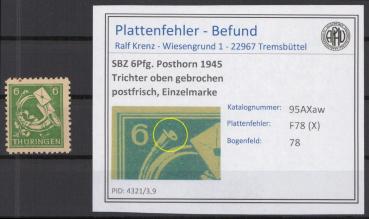 SBZ_1945_PLATTENFEHLER_Nr_95AXaw_X_postfrisch_Bild1