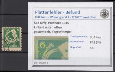 SBZ_1945_PLATTENFEHLER_Nr_95AXaw_VI_gestempelt_Bild1