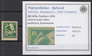 SBZ_1945_PLATTENFEHLER_Nr_95AYdz1_VI_postfrisch_Bild1