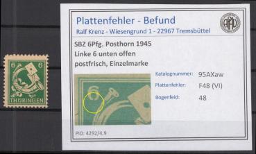 SBZ_1945_PLATTENFEHLER_Nr_95AXaw_VI_postfrisch_Bild1