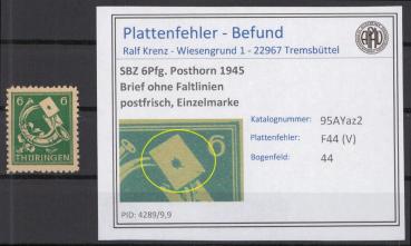 SBZ_1945_PLATTENFEHLER_Nr_95AYaz2_V_postfrisch_Bild1