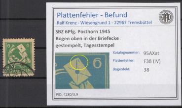 SBZ_1945_PLATTENFEHLER_Nr_95AXat_IV_gestempelt_Bild1
