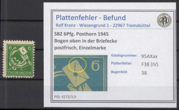 SBZ_1945_PLATTENFEHLER_Nr_95AXax_IV_postfrisch_Bild1