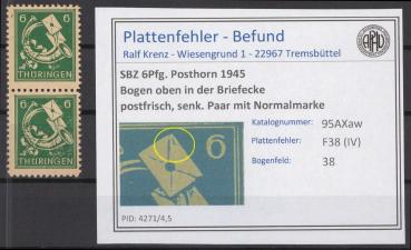 SBZ_1945_PLATTENFEHLER_Nr_95AXaw_IV_postfrisch_Bild1