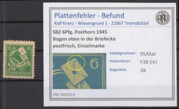 SBZ_1945_PLATTENFEHLER_Nr_95AXat_IV_postfrisch_Bild1